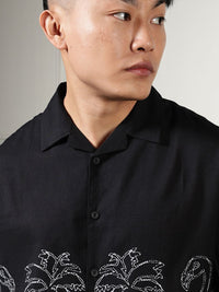 Eszett Floral Printed Cuban Collar Cotton Shirt