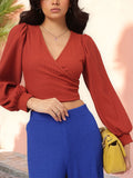 DressBerry Urban Wrap-Up Ribbed Crop Top
