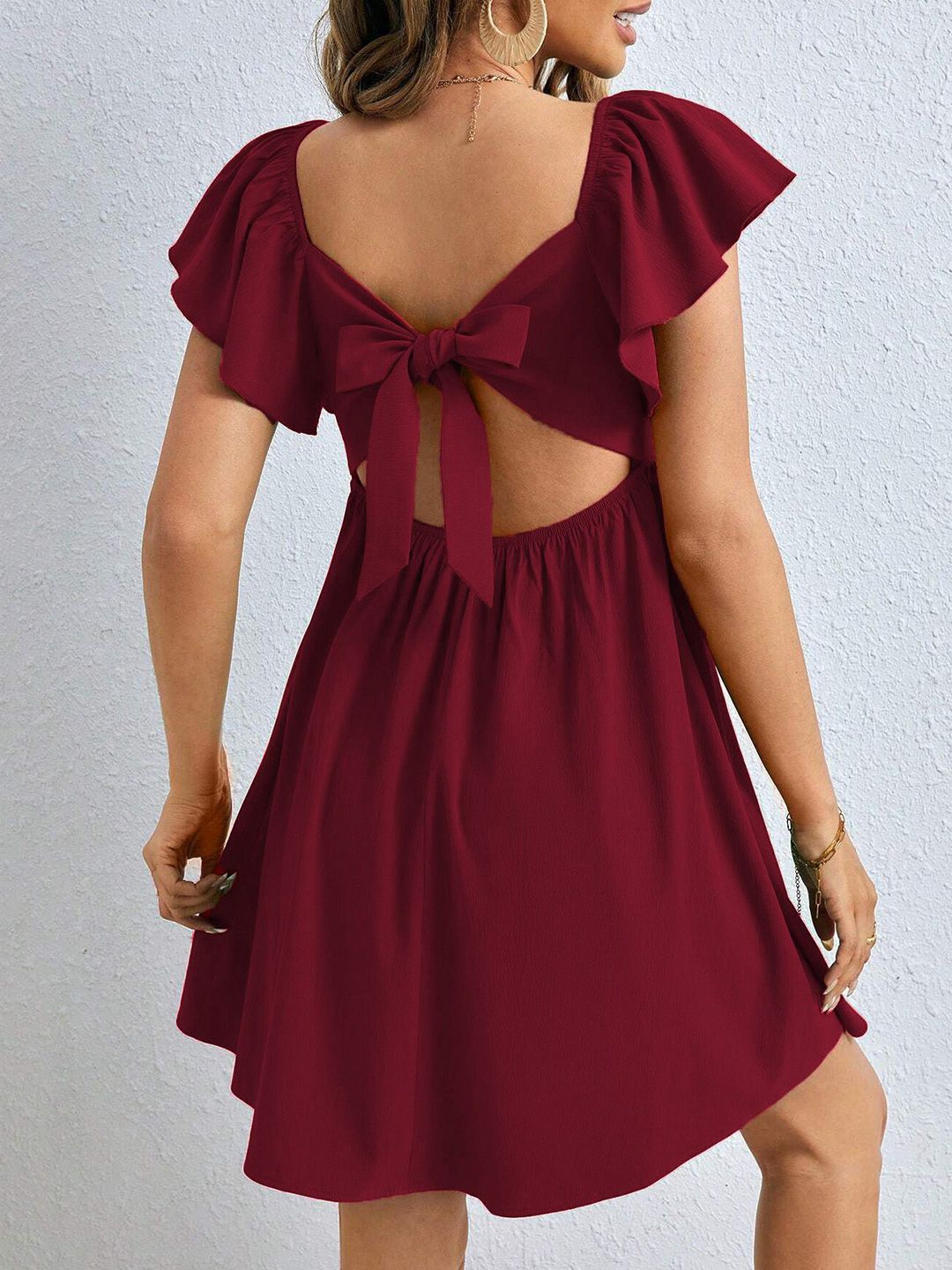 DressBerry Women Flutter Sleeve Empire Mini Dress