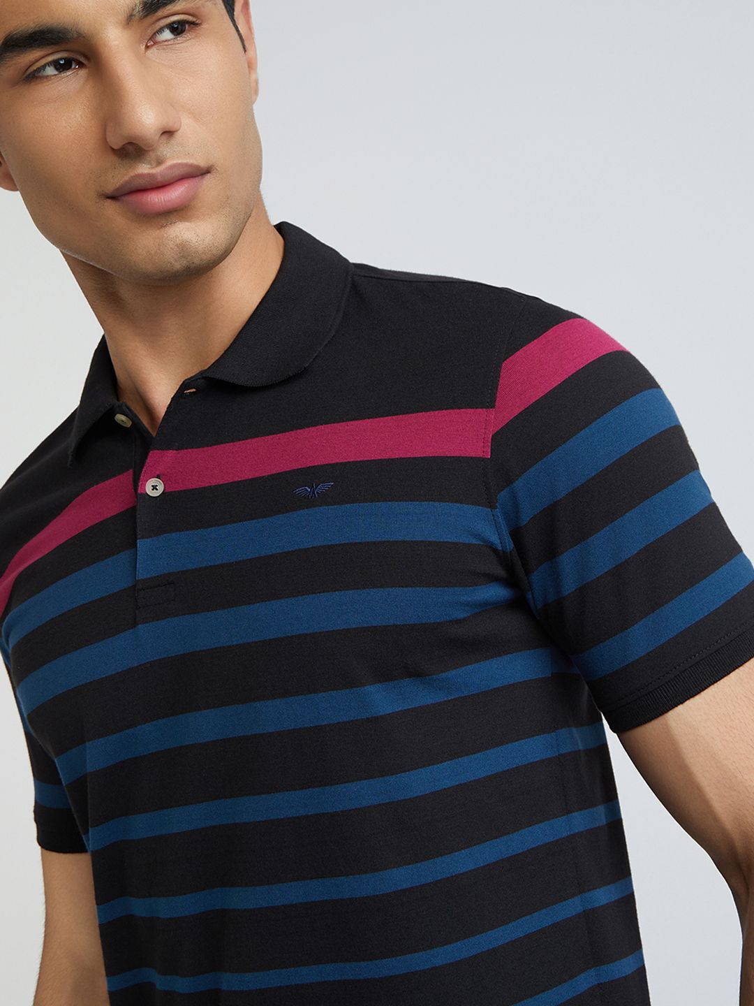 Park Avenue Striped Polo Collar Slim Fit T-shirt