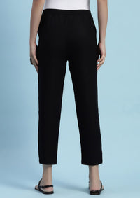 House of Chikankari Women Black Rayon Solid Pant