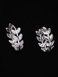 PANASH 925 Sterling Silver Rhodium-Plated CZ-Studded Hoop Earrings