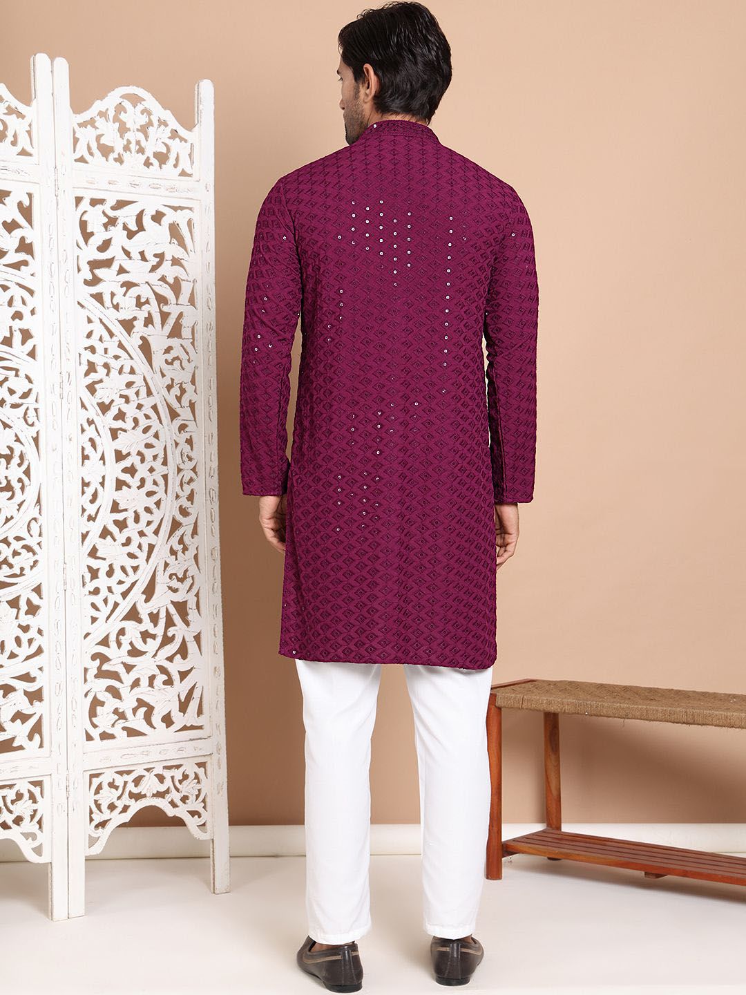 Anouk Men Embroidered Regular Sequinned Kurta with Pyjamas