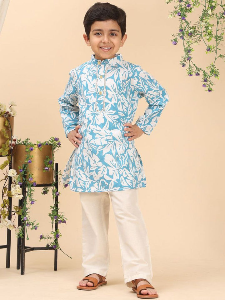 Cutiekins Boys Floral Printed Kurta with Pyjama