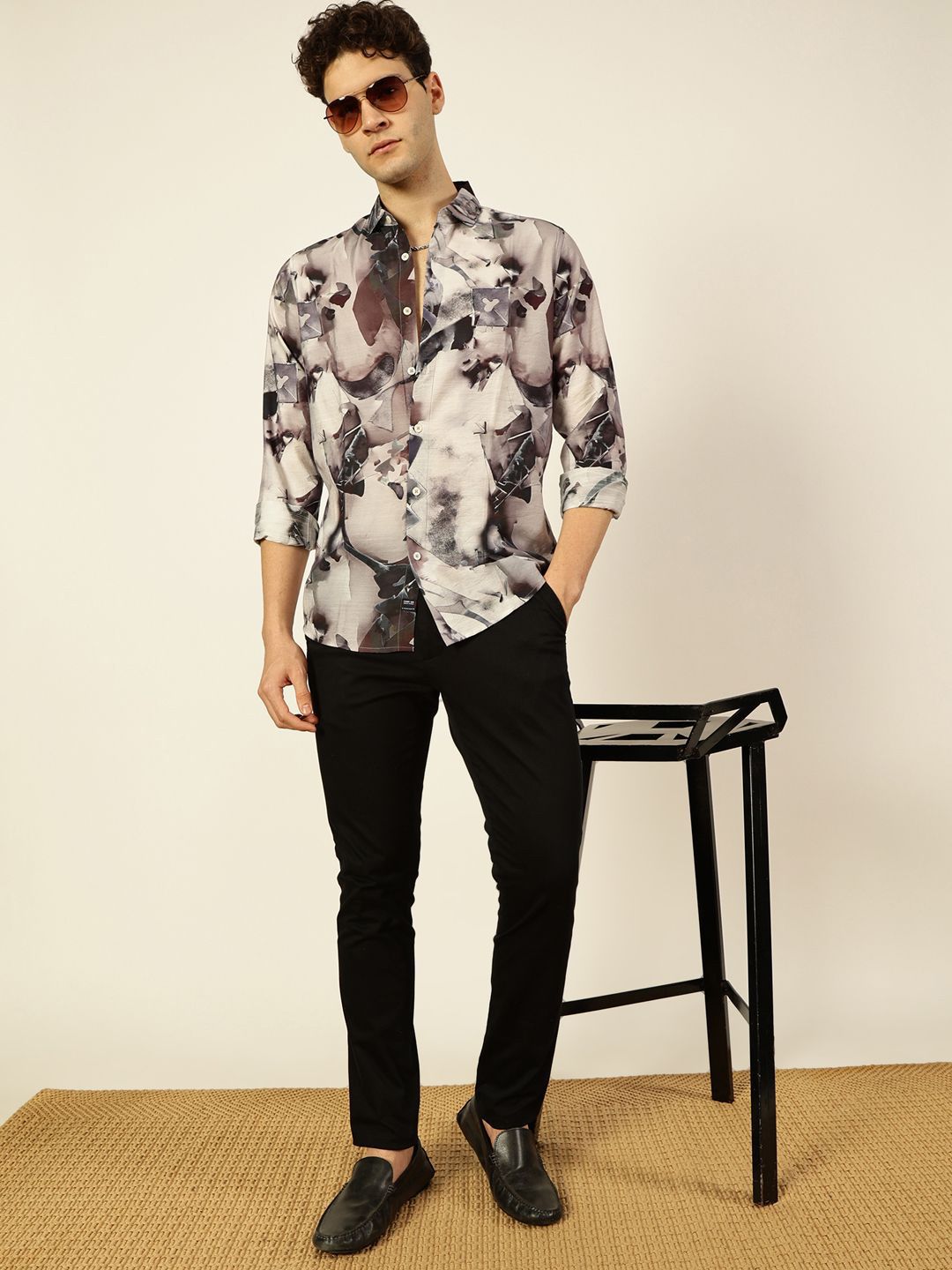Thomas Scott Men Premium Conversational Printed Cotton Slim Fit Casual Shirt