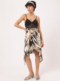DressBerry Island Girl Printed Lacey Belted A-Line Dress