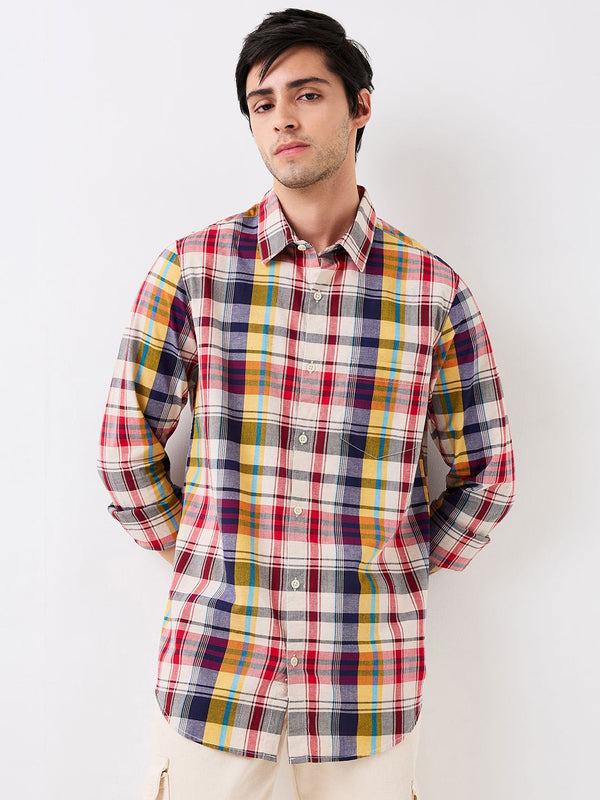 SPYKAR Men Spread Collar Tartan Checked Cotton Casual Shirt