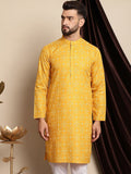 Kurta Linen Kapas Kolar Mandarin Bercetak Motif Etnik Anouk