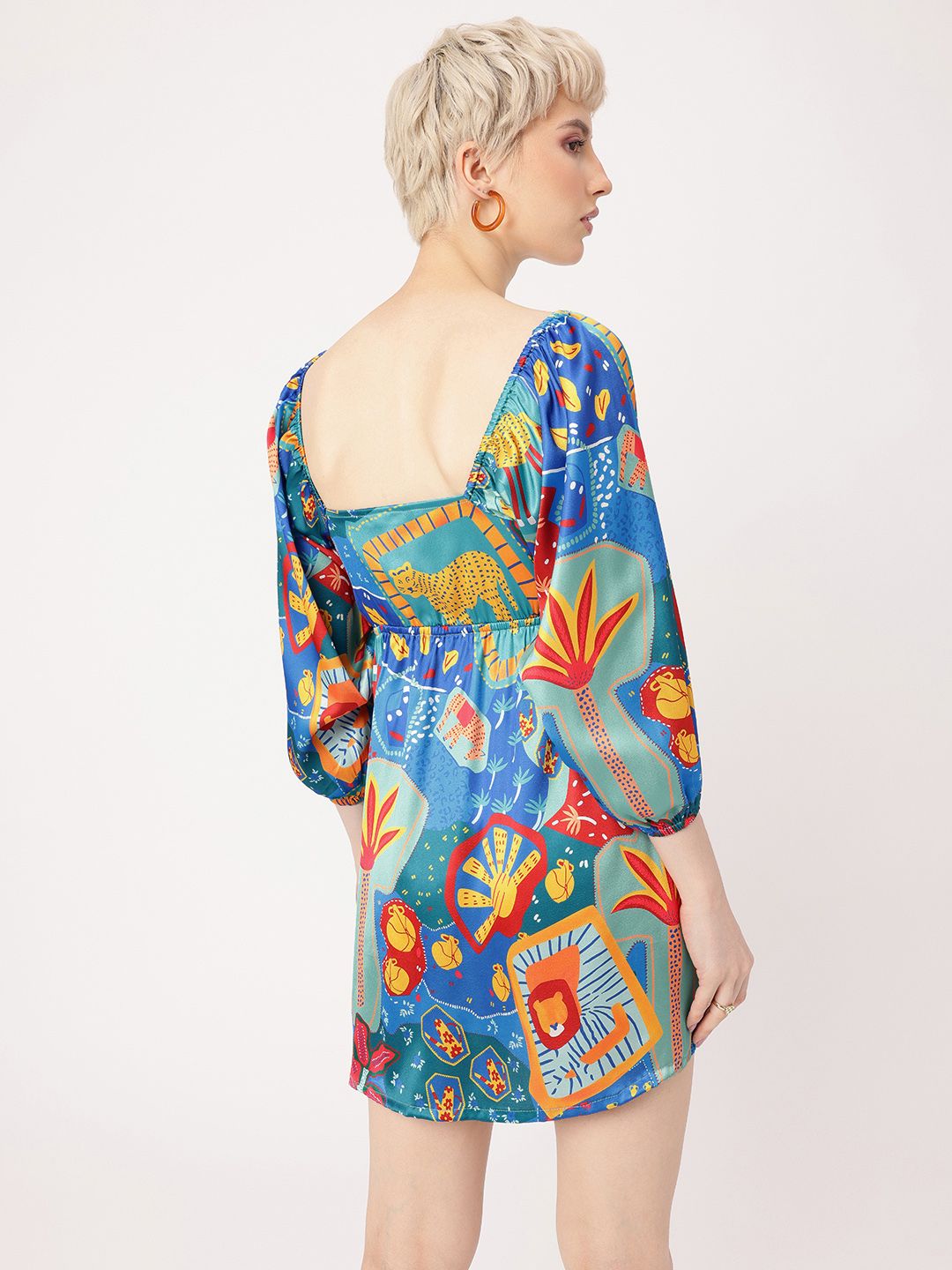 DressBerry Coachella Core Printed Cut-Out A-Line Mini Dress