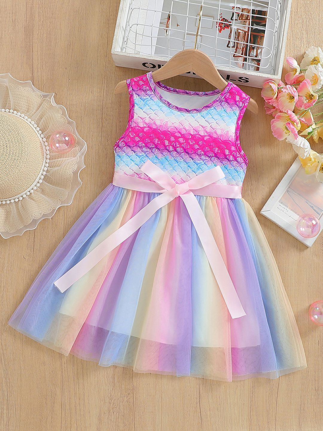 YK Striped Fit & Flare Dress