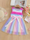 YK Striped Fit & Flare Dress