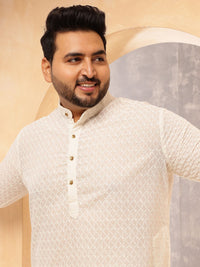 SOJANYA PLUS Woven Design Mandarin Collar Cotton Straight Kurta