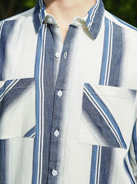Campus Sutra Men Vertical Stripes Casual Shirt