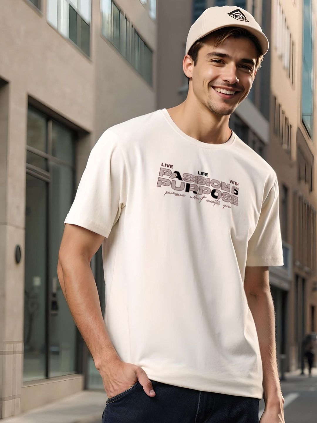 ADRO Men Typography Printed Round Neck Cotton T-shirt