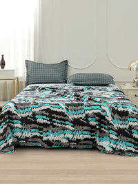 Story@home Fluorescent Green Abstract Printed 240 TC Satin Finish Queen Bedsheet Set