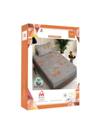 Myntra Elegant Homes Kapas Bunga Kelabu & Coklat 400 TC Set Cadar Bujang 2.25 m x 1.50 m