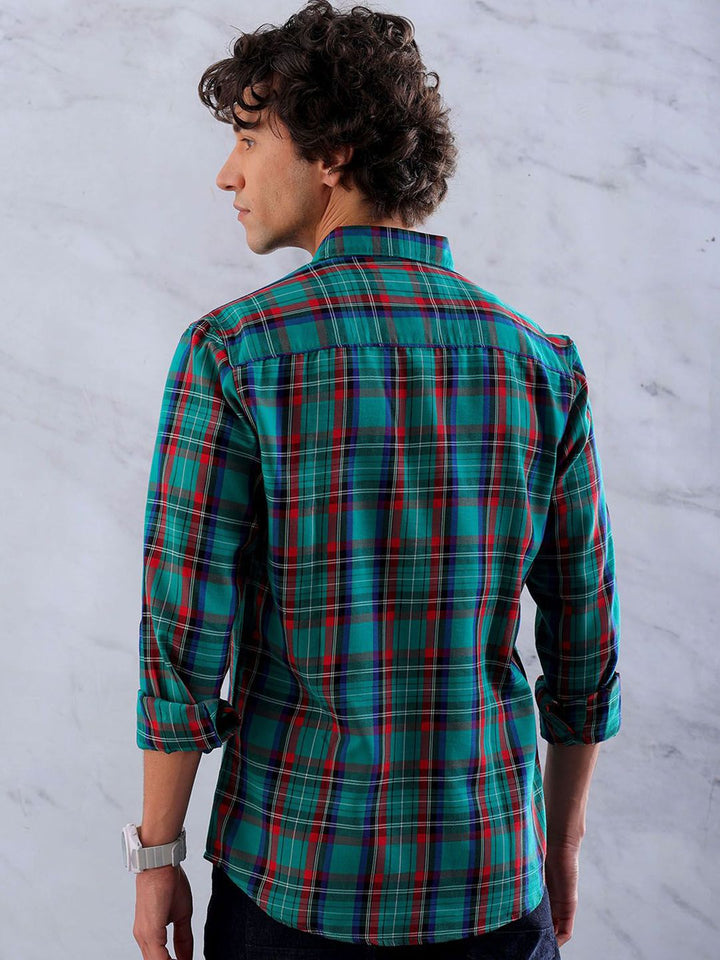 The Indian Garage Co Men Checked Slim Fit Tartan Opaque Casual Shirt