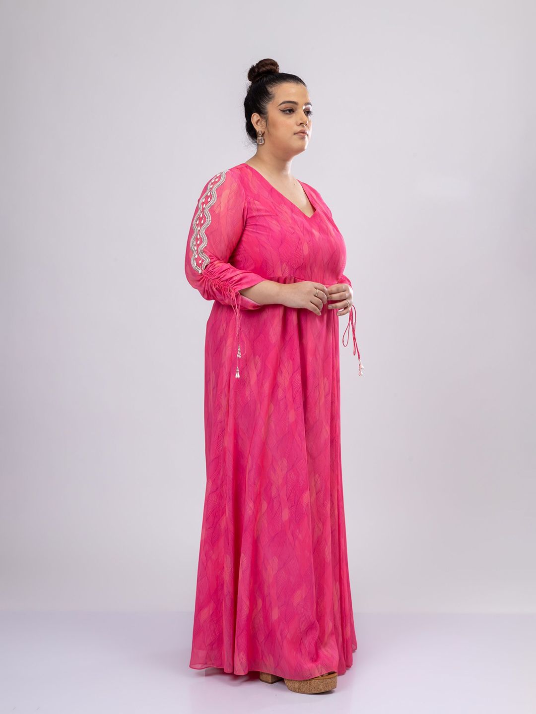 Mamicha Women Print V Neck Maxi Dress