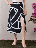 Berrylush Women Printed Front Slit A-Line Midi Skirts