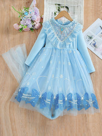 YK Girls Self Design Embellished Fit & Flare Dress