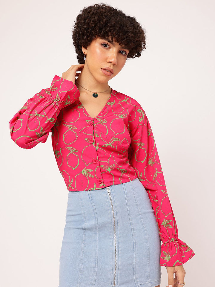 DressBerry Edgy Elegance Printed Shirt Style Top