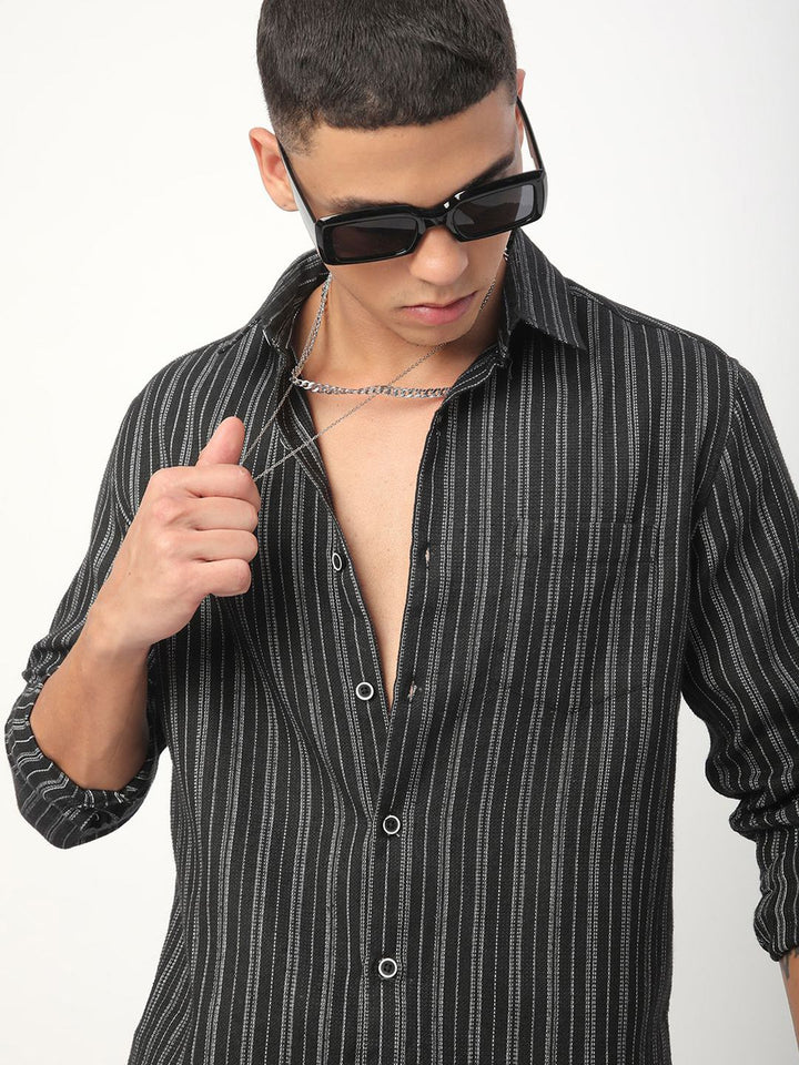 VASTRADO Men Classic Slim Fit Opaque Striped Casual Shirt