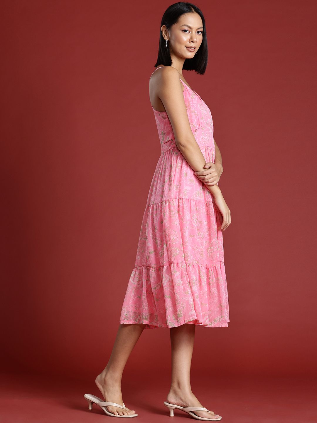 all about you Paisley Print Tiered A-Line Midi Dress