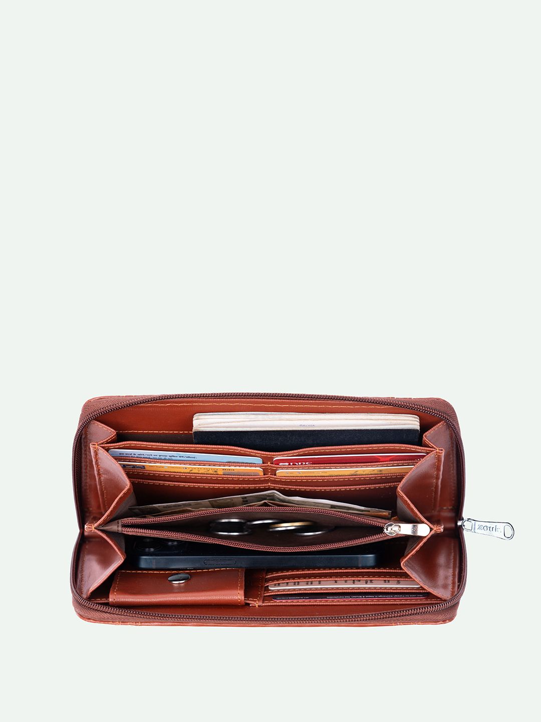 ZOUK Women Arika Zipper Wallet Ikat GreRe