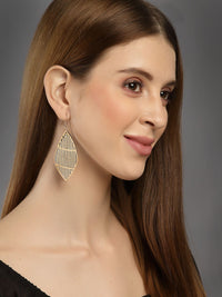 DressBerry Gold-Toned Leaf Shaped Drop Earrings