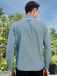Thomas Scott Men Premium Regular Fit Button-Down Collar Solid Cotton Casual Shirt