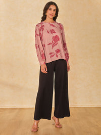 AND Women Floral Printed Boat Neck Top