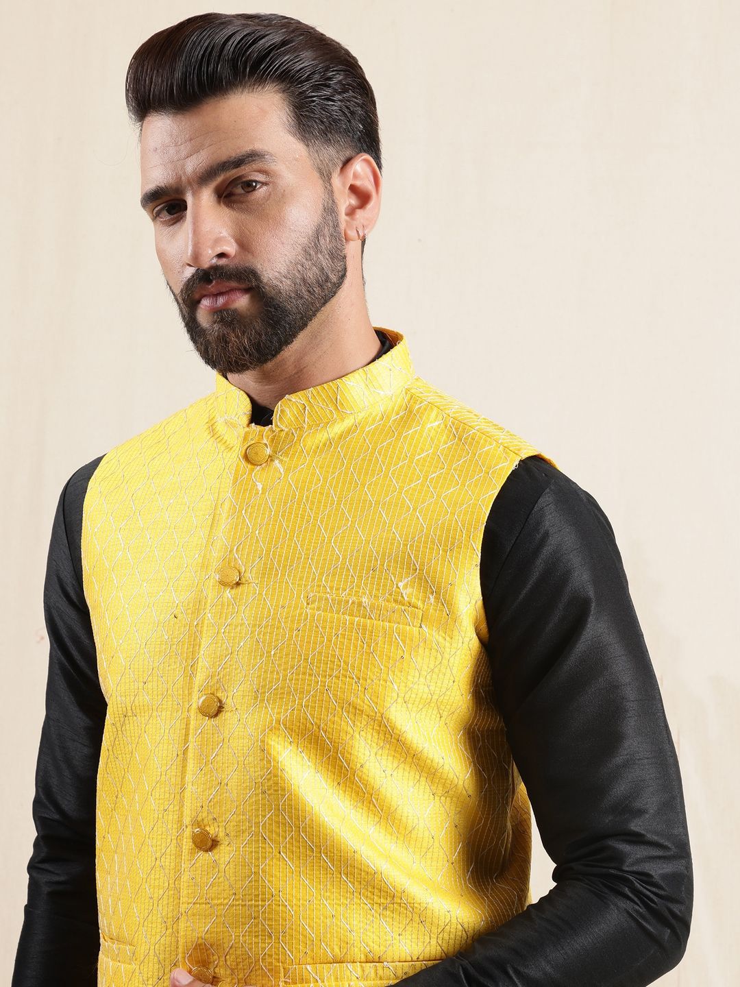 Anouk Mandarin Collar Straight Kurta With Pyjamas