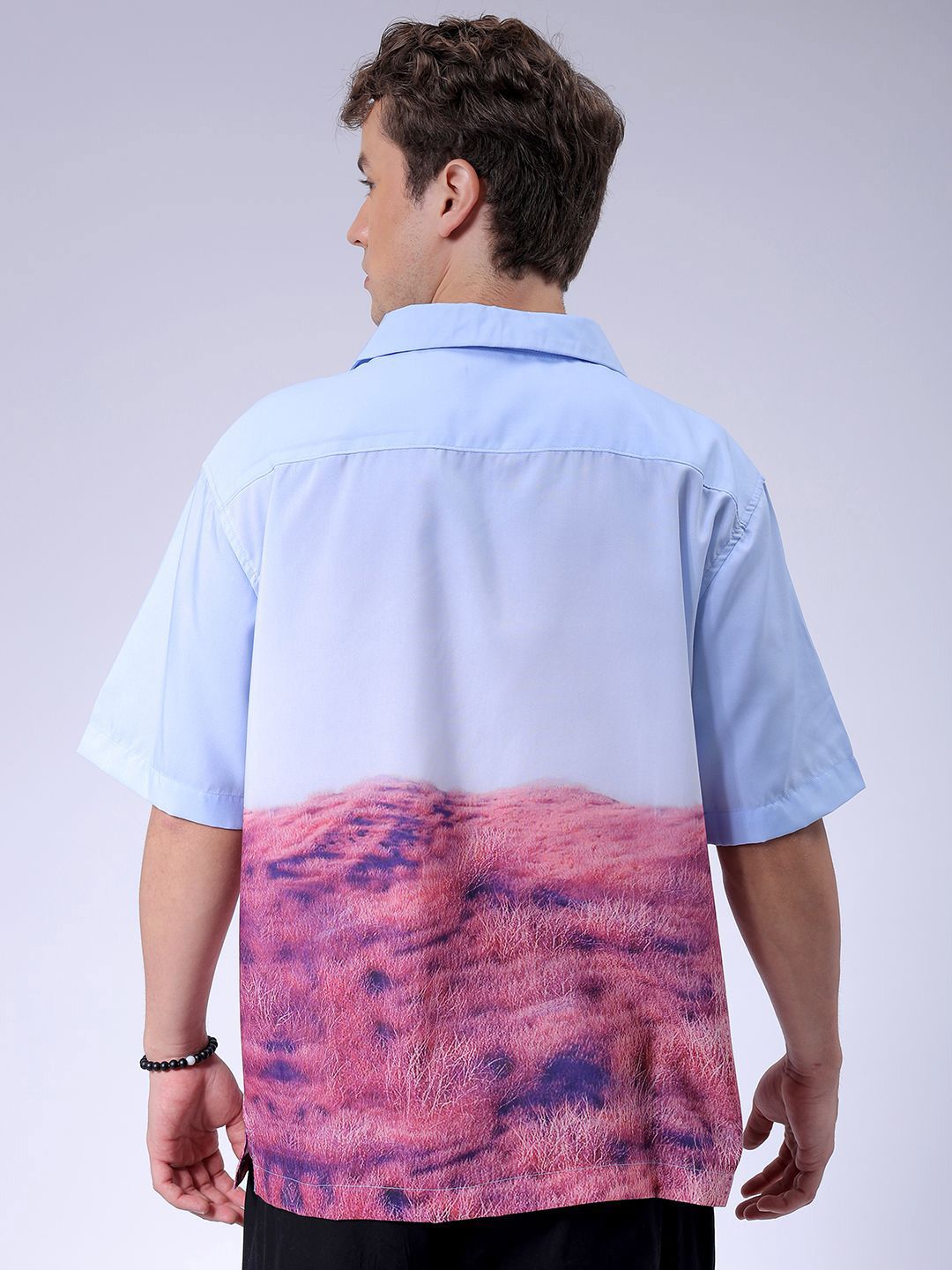The Indian Garage Co Men Cuban Collar Graphic Printed Oversized Resortwear Shirt