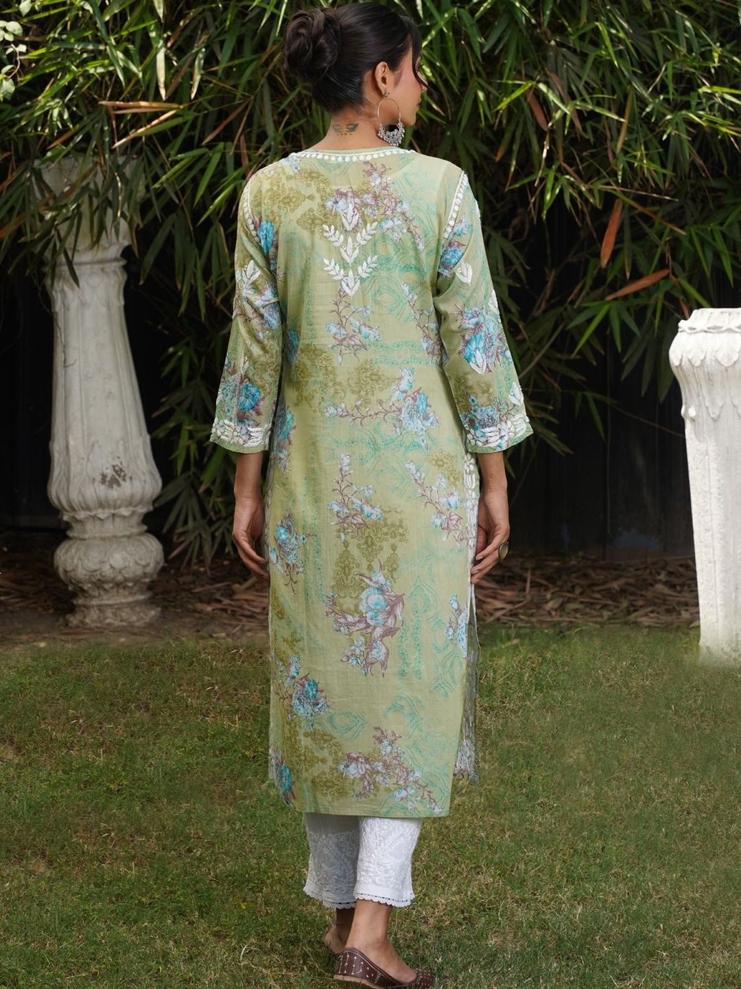 Rumah Wanita Chikankari Sulaman Bunga Chikankari Indie Floral Kurta