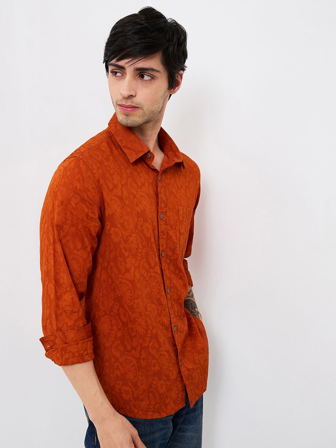 SPYKAR Men Spread Collar Floral Printed Cotton Casual Shirt