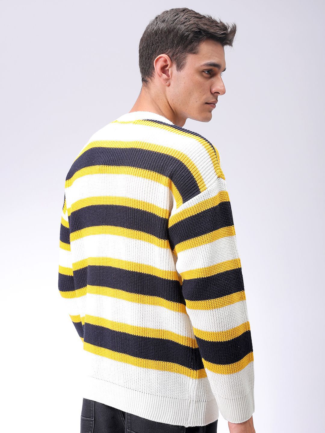 The Indian Garage Co Men Striped Round Neck Long Sleeves Pullover