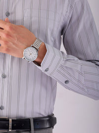 The Indian Garage Co. X Luxe Men Spread Collar Striped Slim Fit Formal Shirt