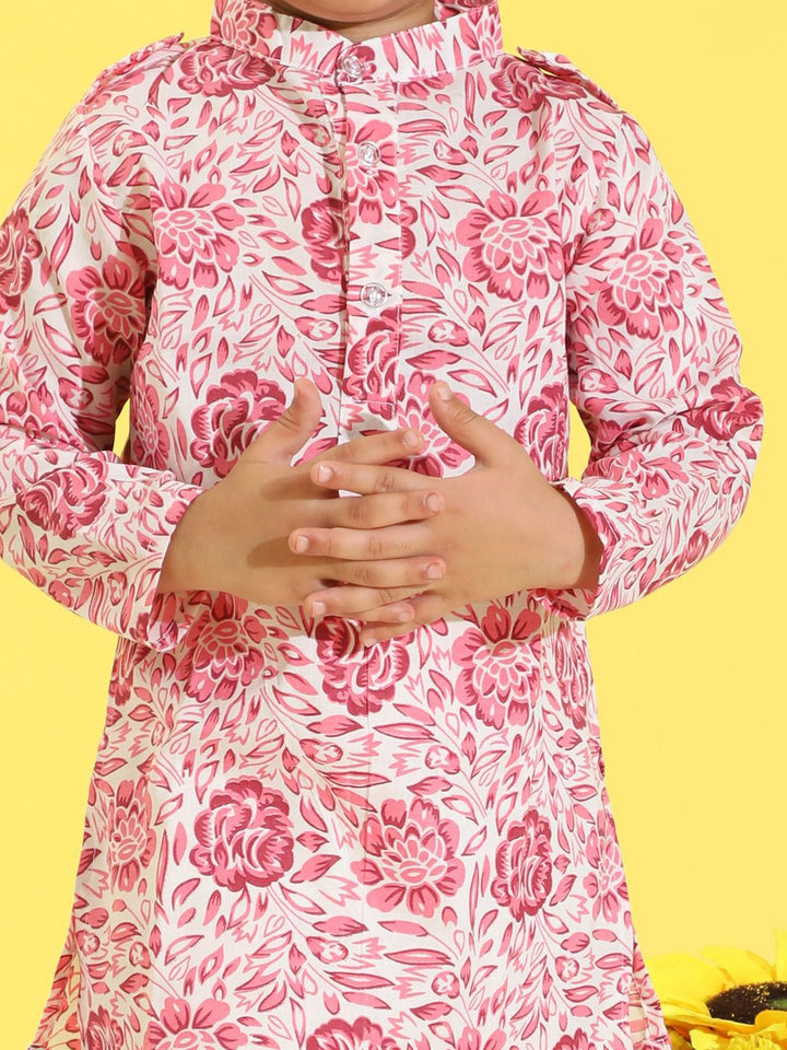 Cutiekins Boys Floral Printed Kurta with Pyjama