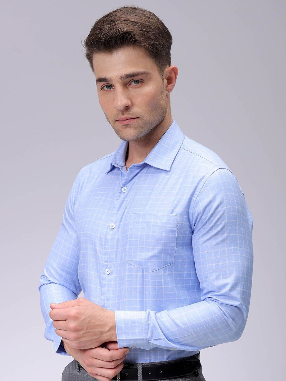 The Indian Garage Co. X Luxe Men Spread Collar Checked Cotton Slim Fit Formal Shirt