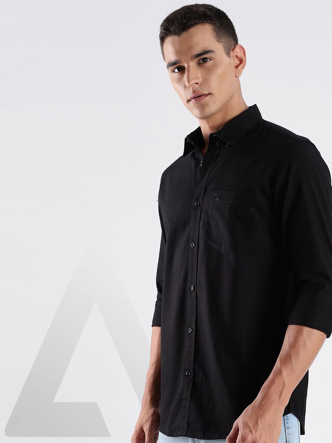 ADRO Men Standard Fit Solid Button-Down Collar Casual Shirt