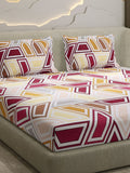 Monte Carlo Pink & White Printed Cotton 104 TC Queen Bedsheet Set 2.24 m x 2.54 m