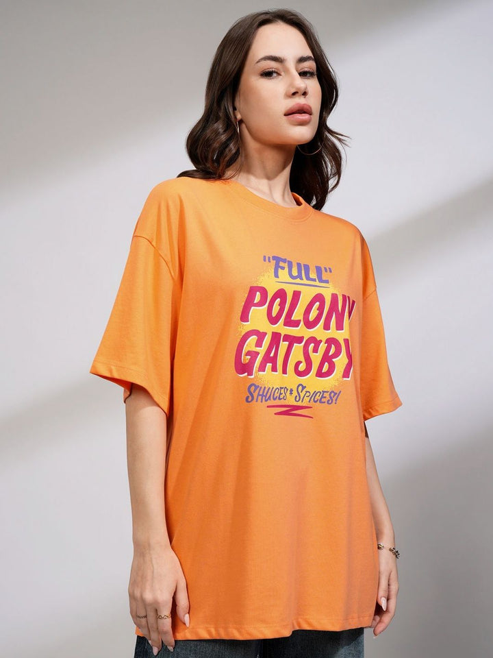 Street By Tokyo Talkies Women Typography Printed Round Neck Oversized T-shirt