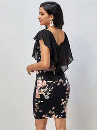all about you Women Floral Print Ruffles Bodycon Dress