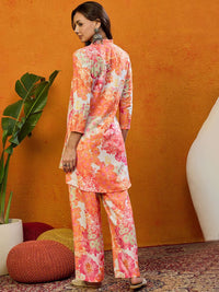 KALINI Printed Mandarin Collar Top With Trousers