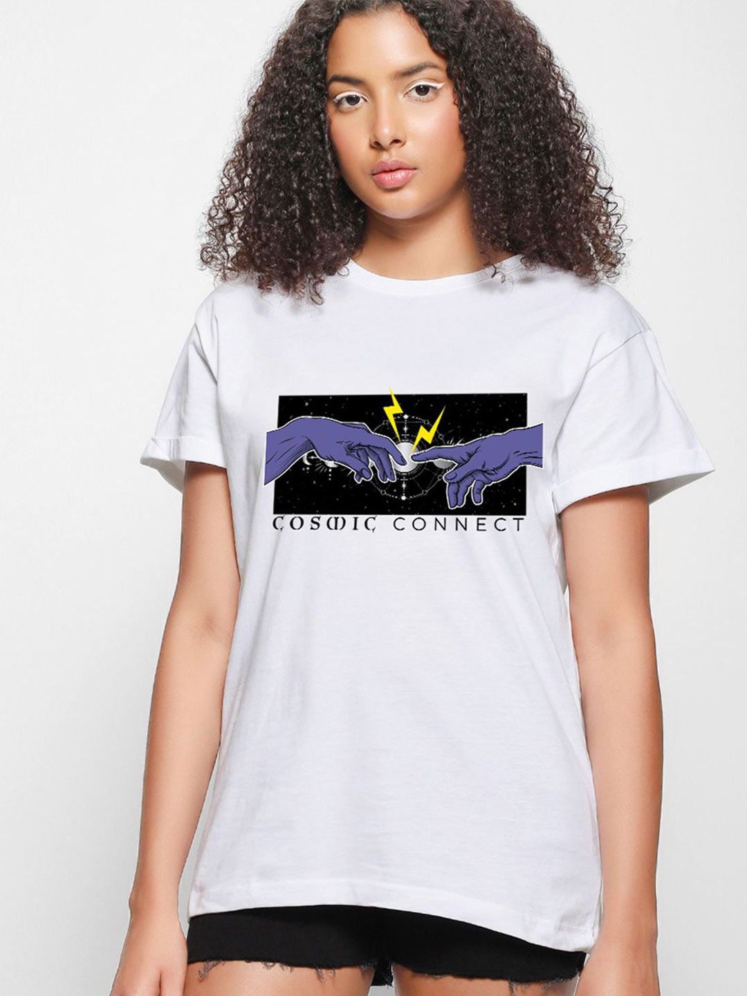 Bewakoof Women Graphic Printed Round Neck Pure Cotton Relaxed Fit T-shirt