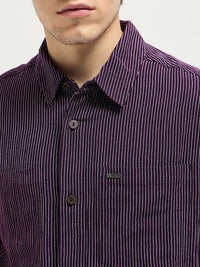 THE BEAR HOUSE Men Cutaway Collar Pinstripes Striped Casual Shirt