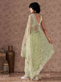 Tikhi Imli Floral Embroidered Net Saree