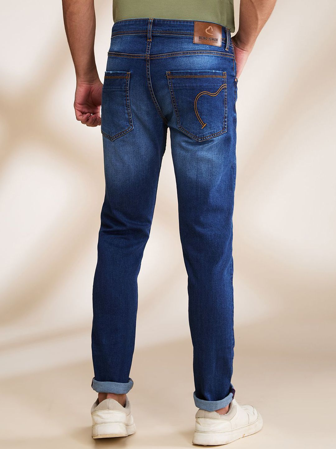 Being Human Men Solid Mid-Rise Skinny Fit Cat Scratches Jeans