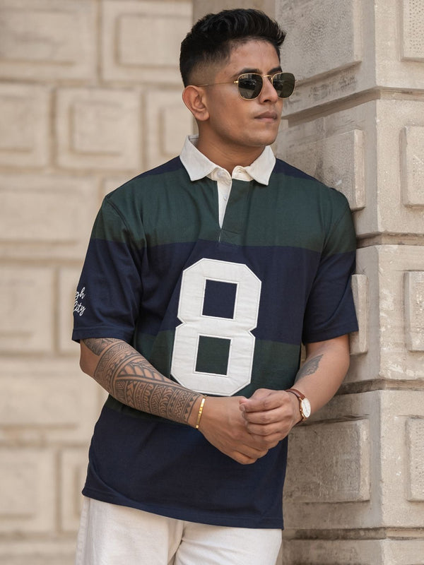 Powerlook Men colourblocked Polo Collar T-shirt Kapas Tulen