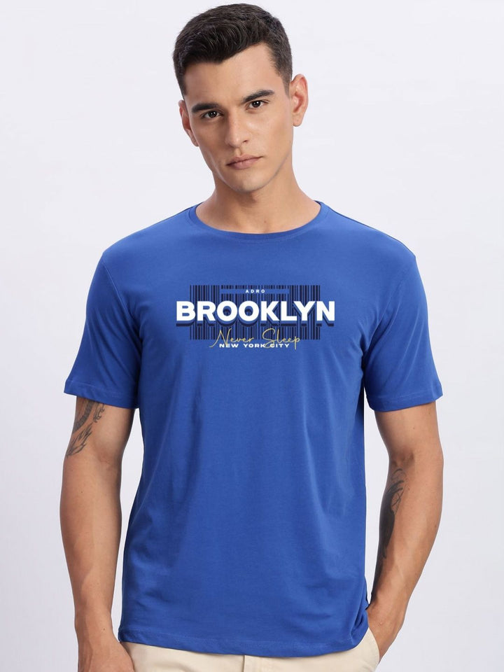 ADRO Typography Printed Round Neck Cotton T-shirt